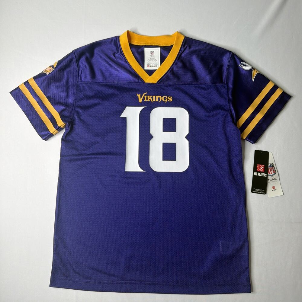 NFL Team Apparel Minnesota Vikings Jefferson #18 Youth XL 16/18 Purple Jersey